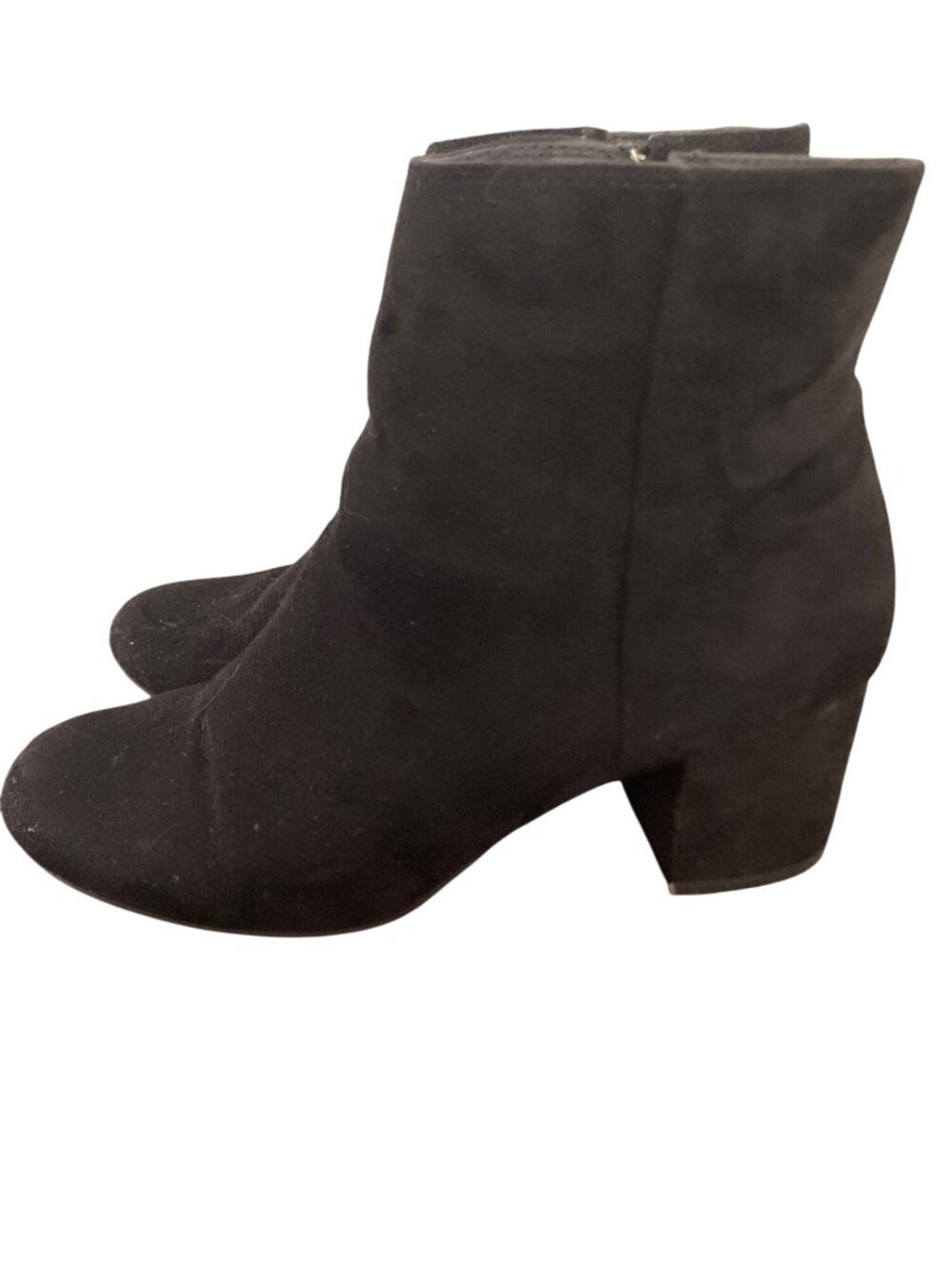 Rebel by Zigi Black Suede Block Heel Ankle Boots With Side Zippers - Size 9 - Picture 3 of 8